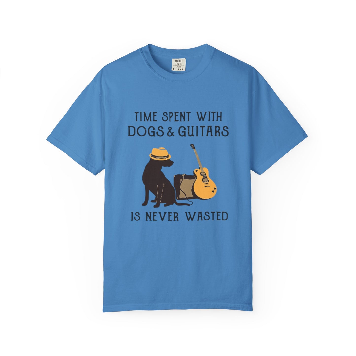 Time Spent with Dogs & Guitars T-Shirt, Unisex Dog Lover Tee, Music-themed Gift, Relaxed Fit Shirt, Pet Owner Apparel, Casual Everyday Wear