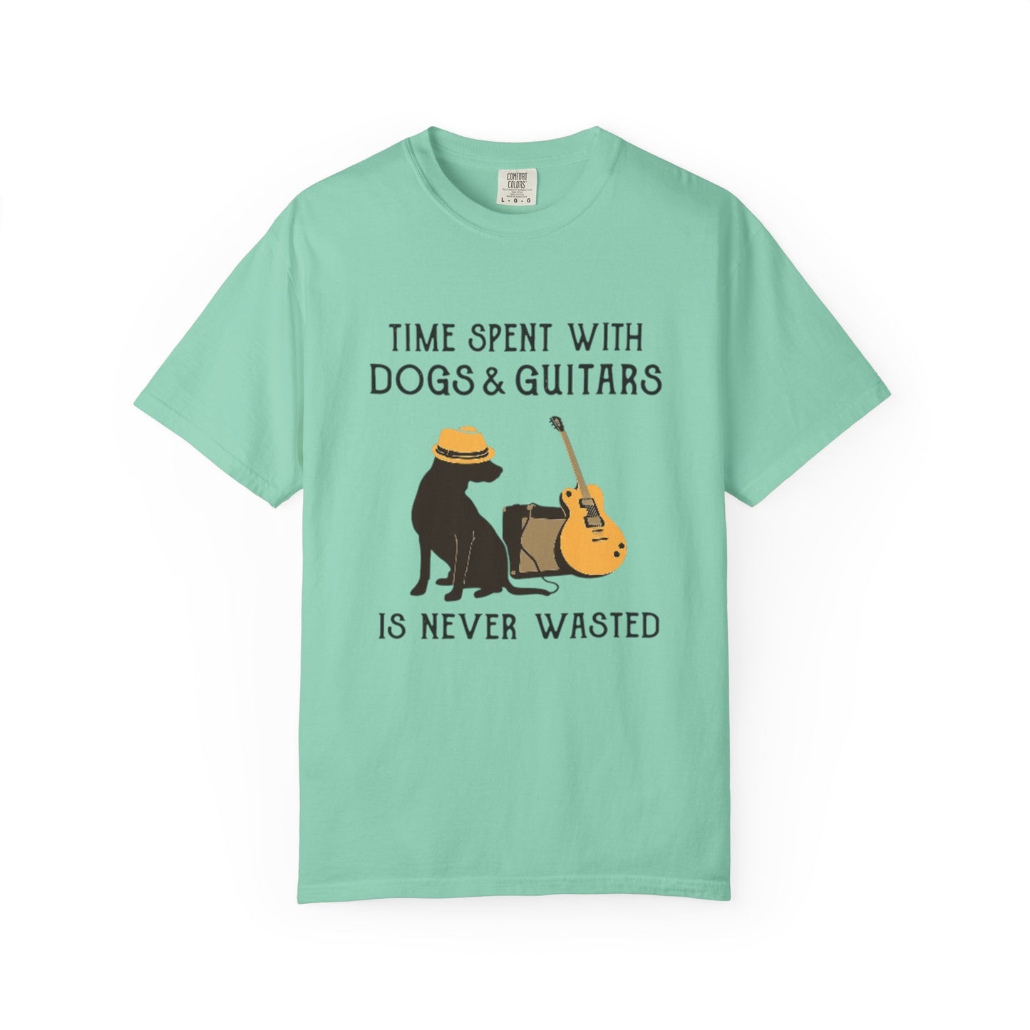 Time Spent with Dogs & Guitars T-Shirt, Unisex Dog Lover Tee, Music-themed Gift, Relaxed Fit Shirt, Pet Owner Apparel, Casual Everyday Wear