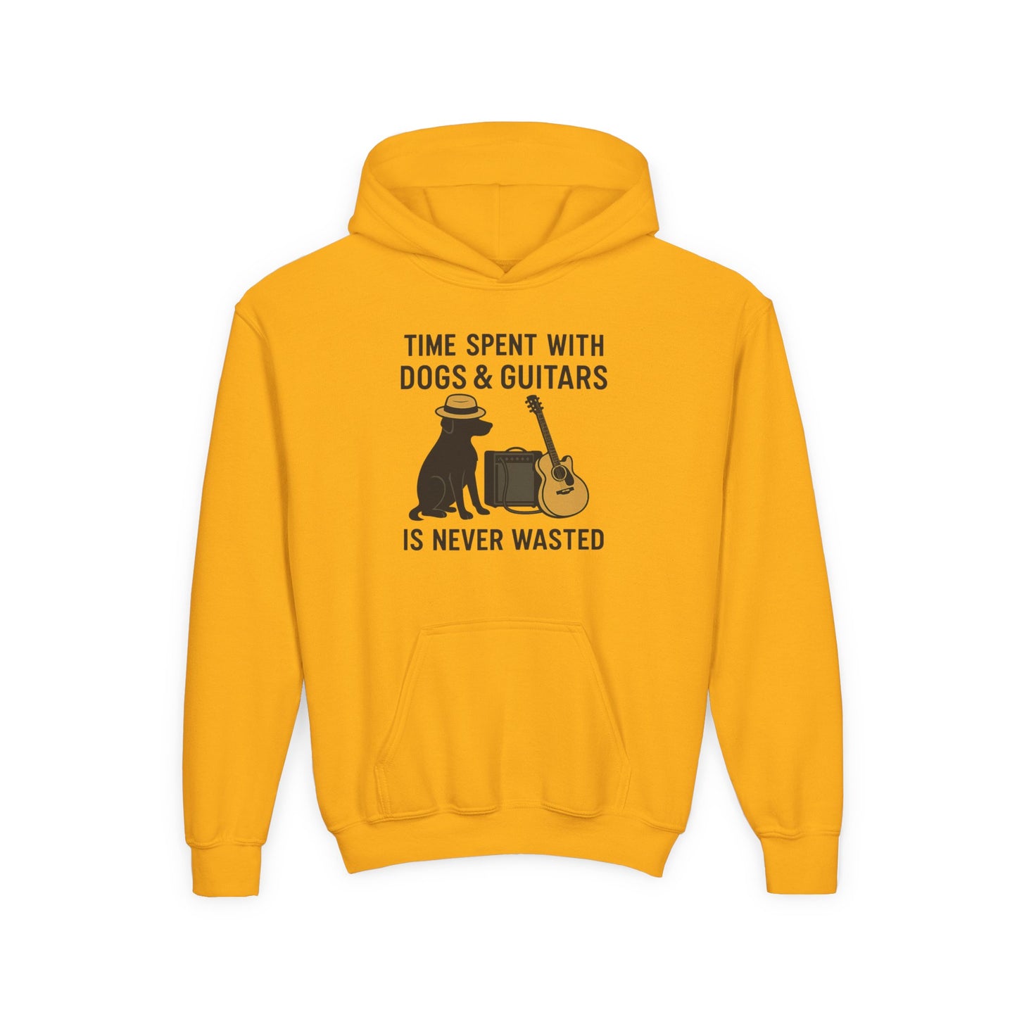 Youth Hoodie with Dog and Guitar Design - Perfect Gift for Music and Dog Lovers,