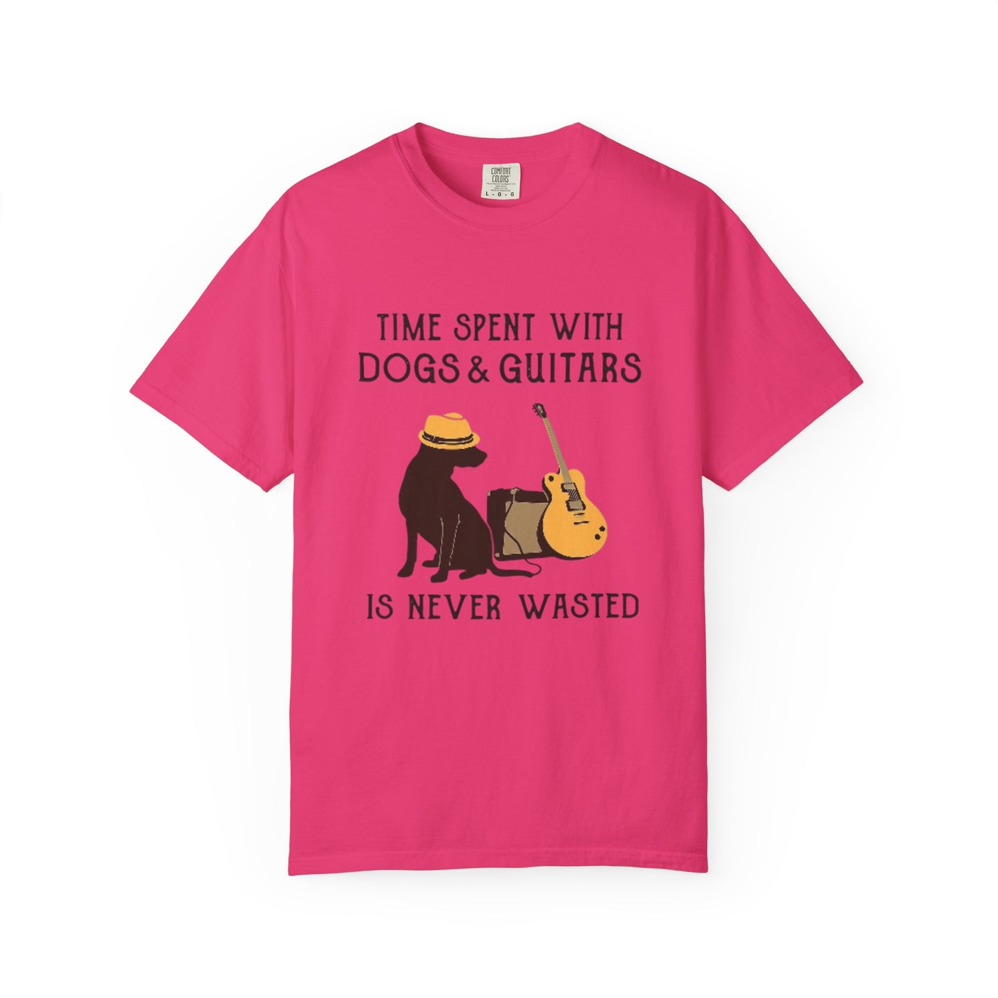 Time Spent with Dogs & Guitars T-Shirt, Unisex Dog Lover Tee, Music-themed Gift, Relaxed Fit Shirt, Pet Owner Apparel, Casual Everyday Wear