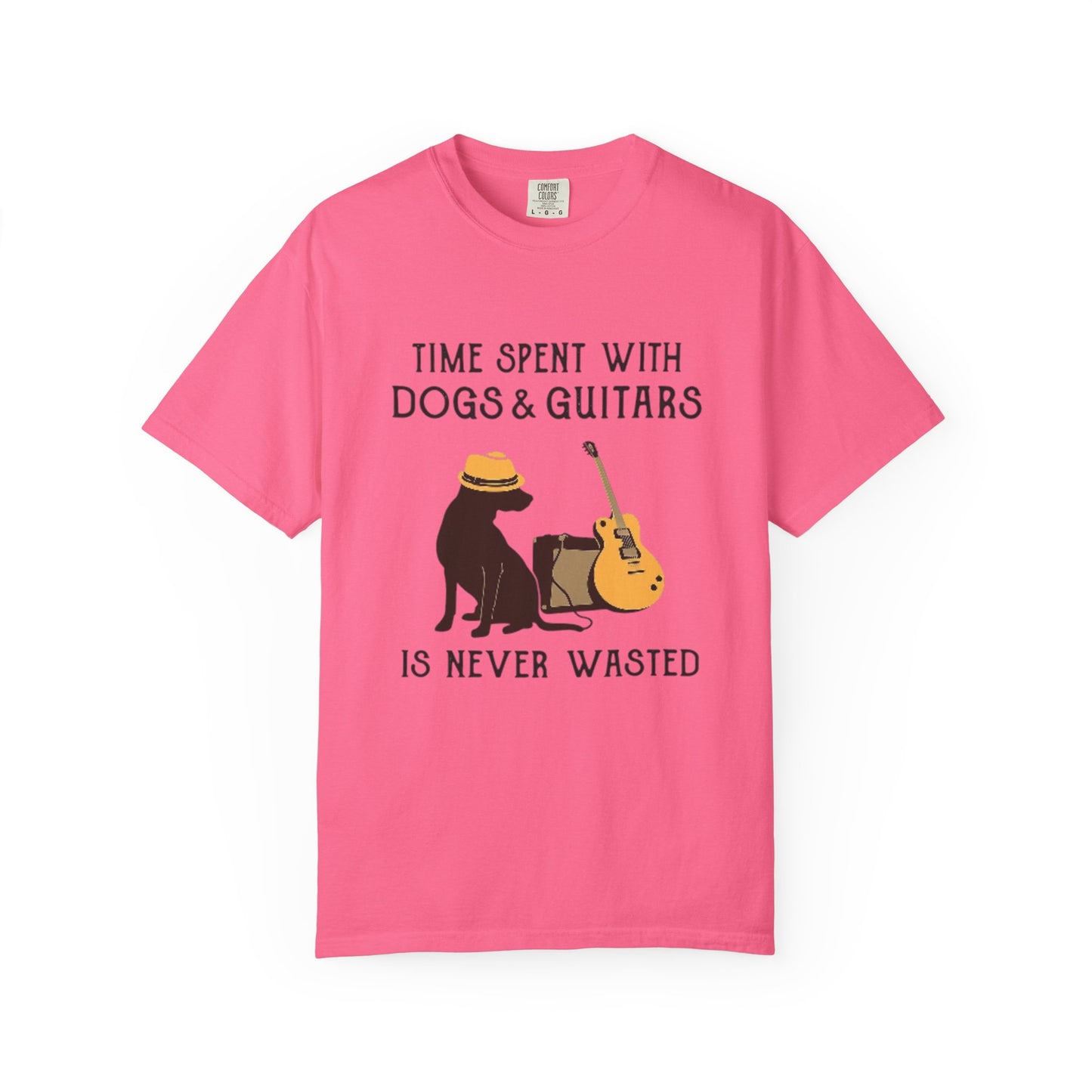 Time Spent with Dogs & Guitars T-Shirt, Unisex Dog Lover Tee, Music-themed Gift, Relaxed Fit Shirt, Pet Owner Apparel, Casual Everyday Wear