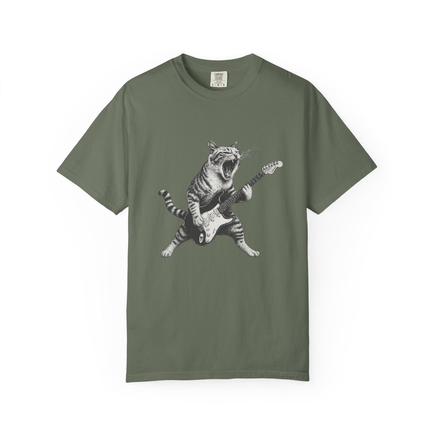 Rock and Roll Cat Electric Guitar Funny Music T-Shirt Rockin' Cat T-Shirt | for Music Lovers,
