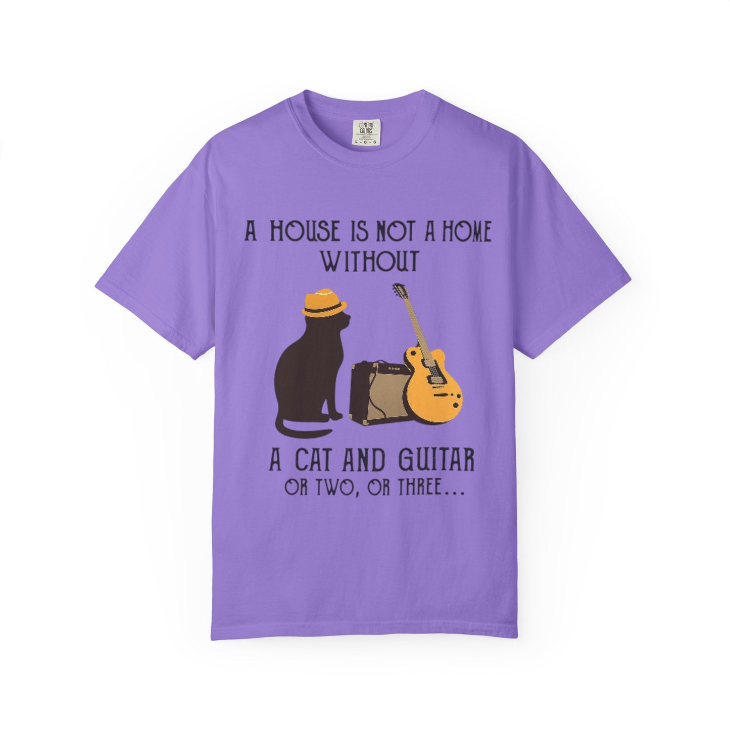 A House Is Not a Home Without a Cat and Guitar Music Lover T-Shirt