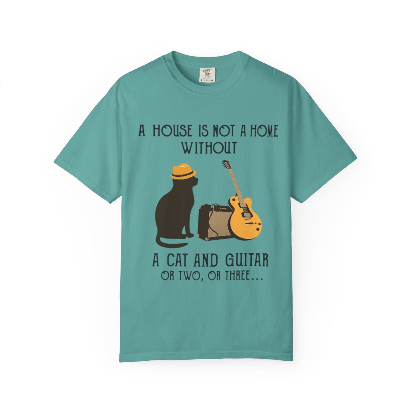 A House Is Not a Home Without a Cat and Guitar Music Lover T-Shirt