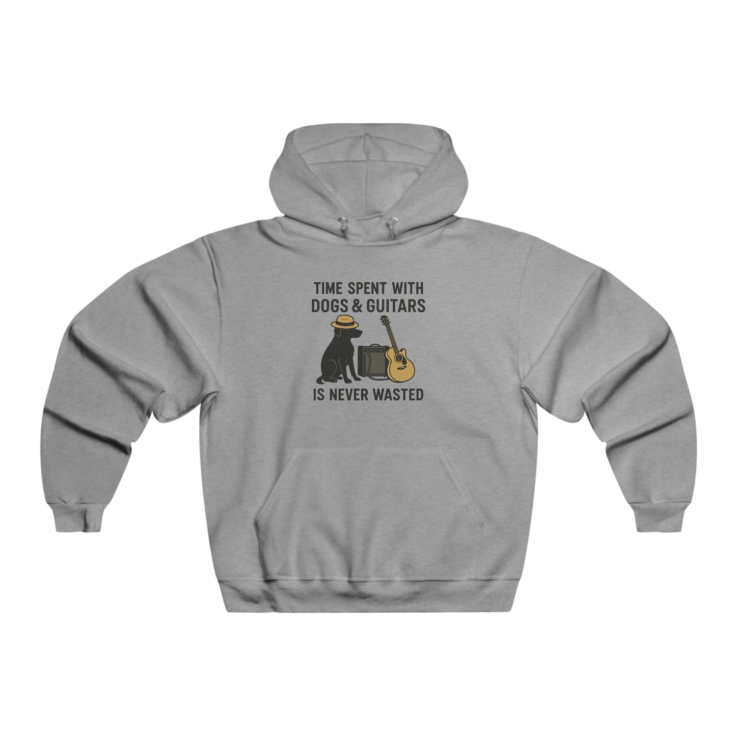 Relaxed Men's Dog and Guitar Sweatshirt, Gift for Him, Cozy Hoodie