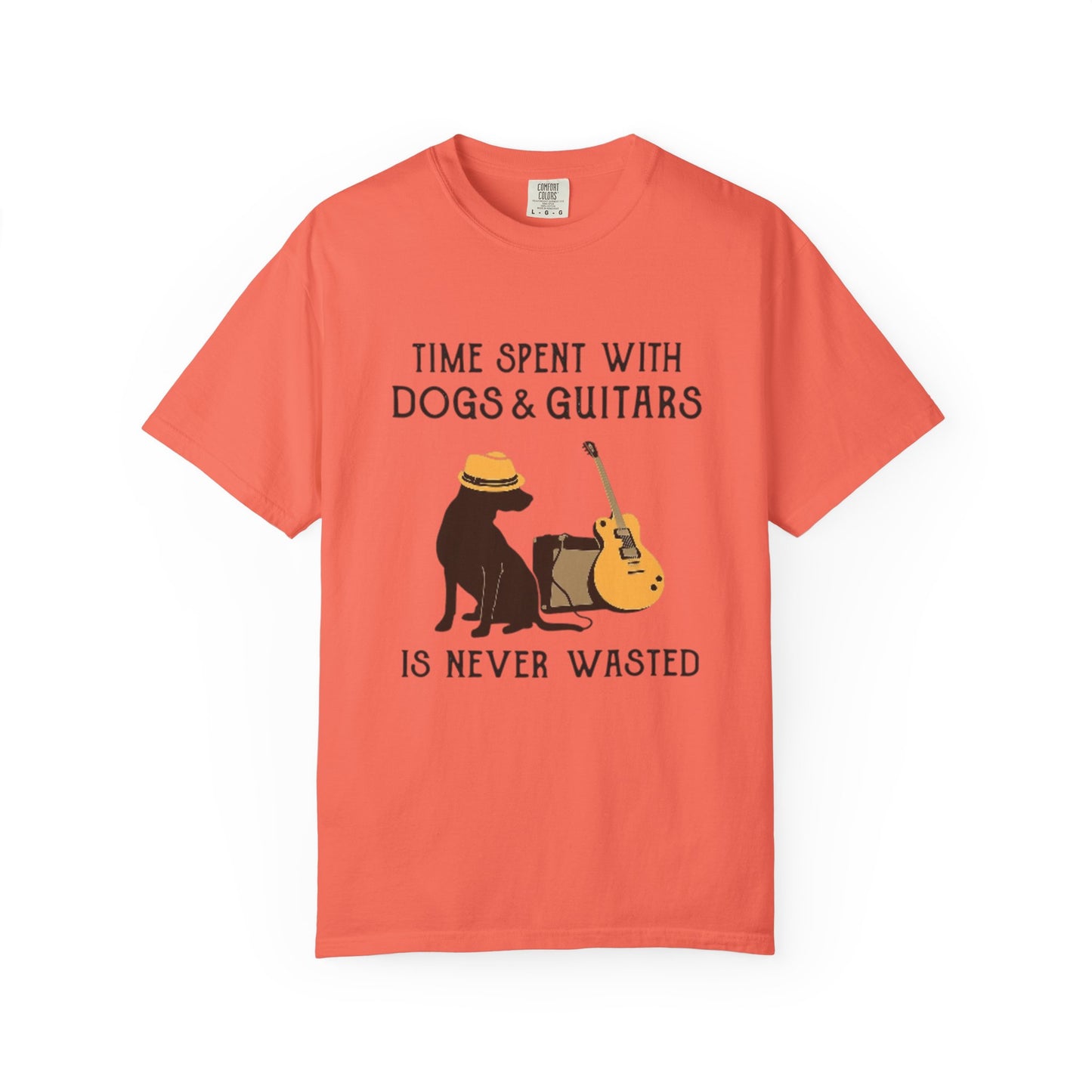 Time Spent with Dogs & Guitars T-Shirt, Unisex Dog Lover Tee, Music-themed Gift, Relaxed Fit Shirt, Pet Owner Apparel, Casual Everyday Wear