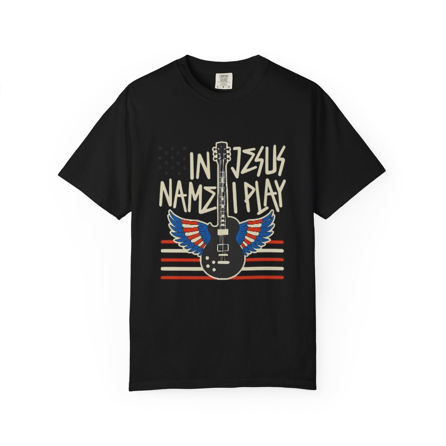 Musical Faith T-Shirt, In Jesus Name I Play Christian Guitar Wings T-Shirt, Guitar Lover Gift, Christian Music Apparel
