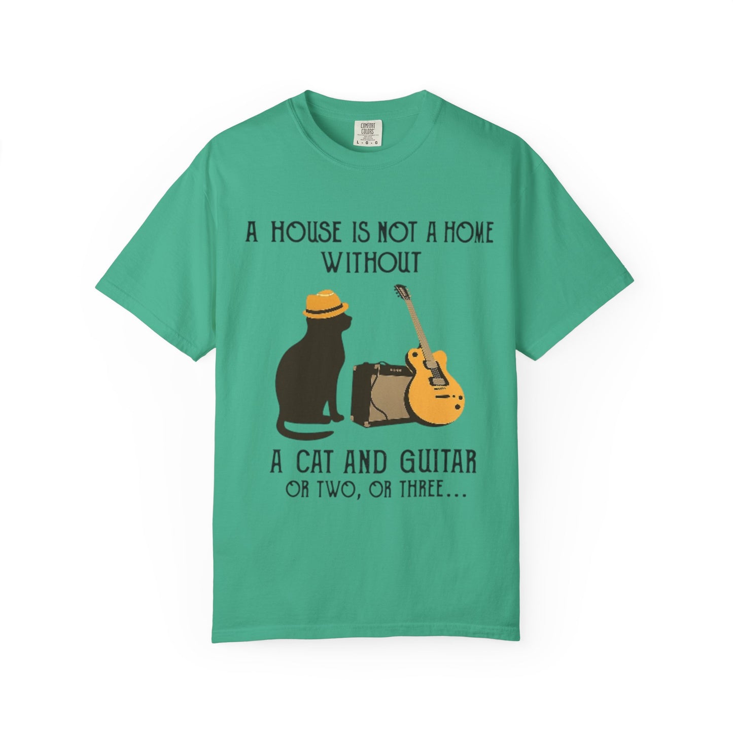 A House Is Not a Home Without a Cat and Guitar Music Lover T-Shirt