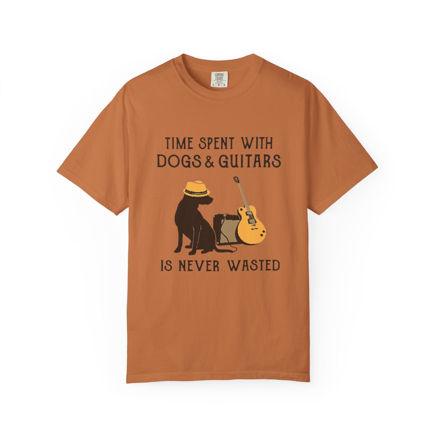 Time Spent with Dogs & Guitars T-Shirt, Unisex Dog Lover Tee, Music-themed Gift, Relaxed Fit Shirt, Pet Owner Apparel, Casual Everyday Wear