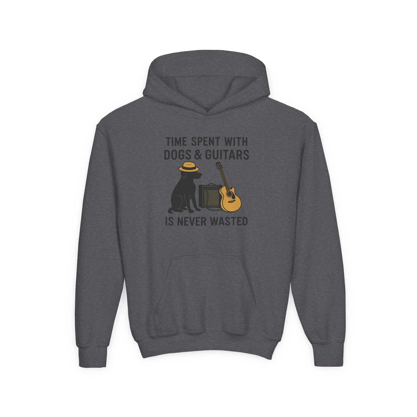 Youth Hoodie with Dog and Guitar Design - Perfect Gift for Music and Dog Lovers,