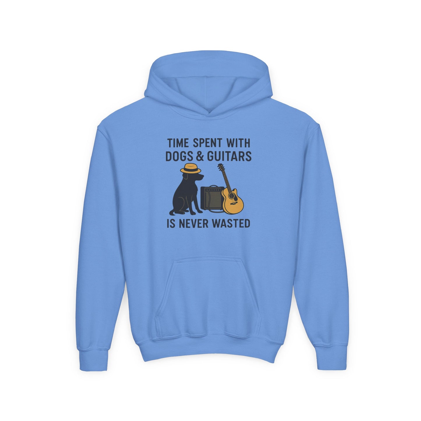 Youth Hoodie with Dog and Guitar Design - Perfect Gift for Music and Dog Lovers,