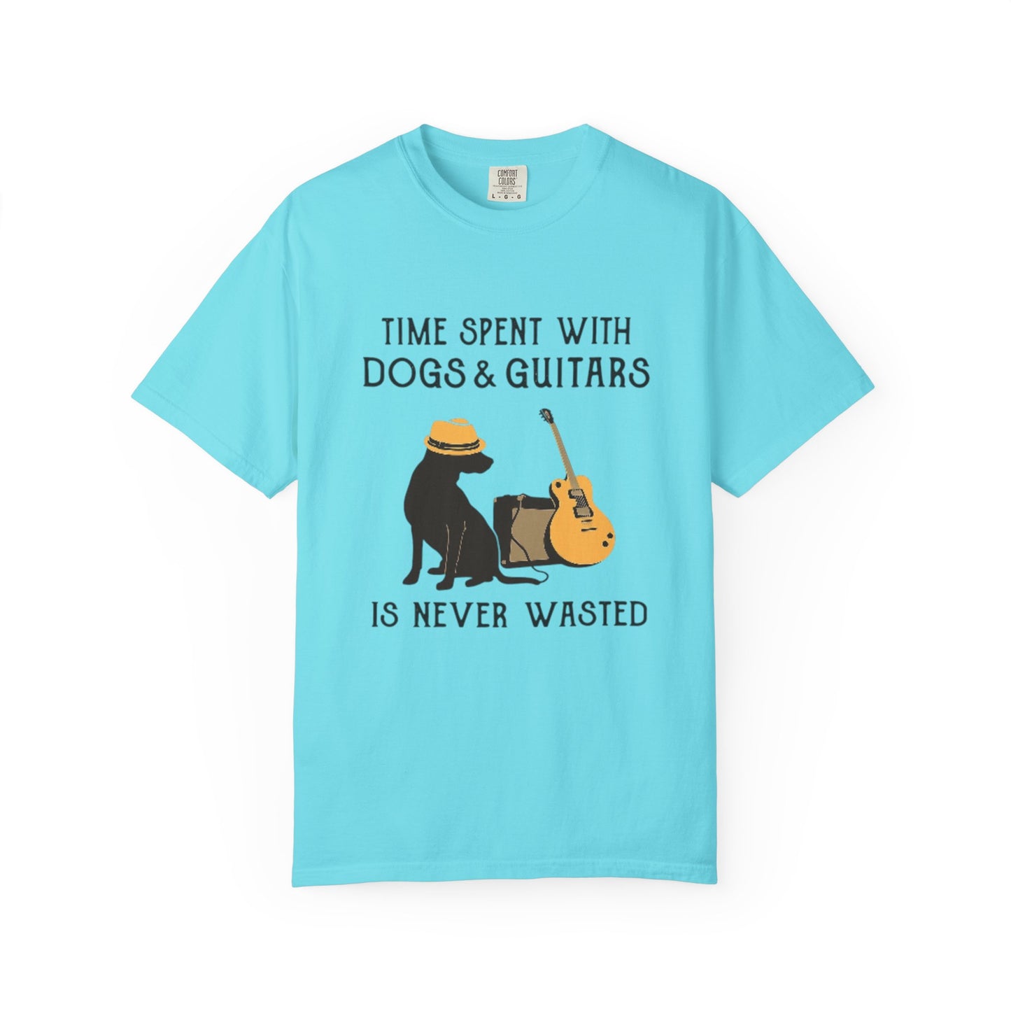 Time Spent with Dogs & Guitars T-Shirt, Unisex Dog Lover Tee, Music-themed Gift, Relaxed Fit Shirt, Pet Owner Apparel, Casual Everyday Wear
