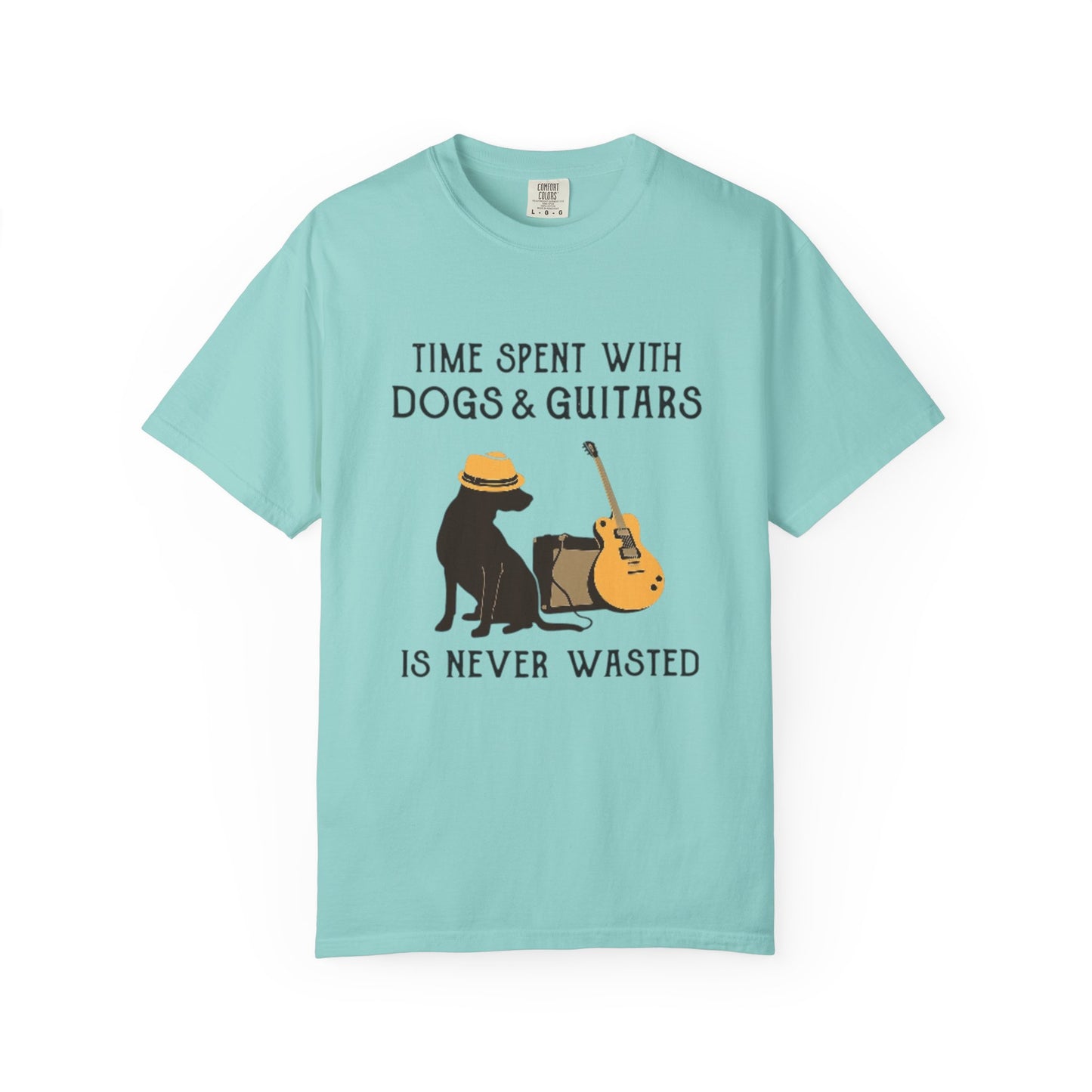 Time Spent with Dogs & Guitars T-Shirt, Unisex Dog Lover Tee, Music-themed Gift, Relaxed Fit Shirt, Pet Owner Apparel, Casual Everyday Wear