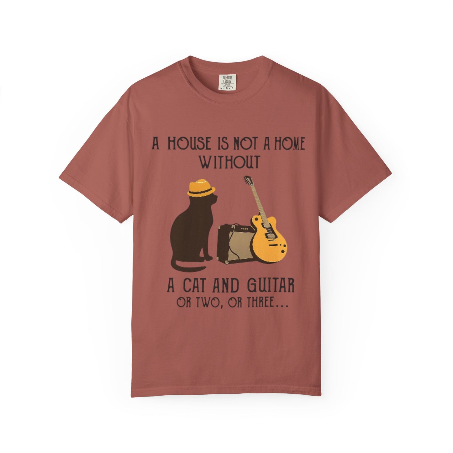 A House Is Not a Home Without a Cat and Guitar Music Lover T-Shirt