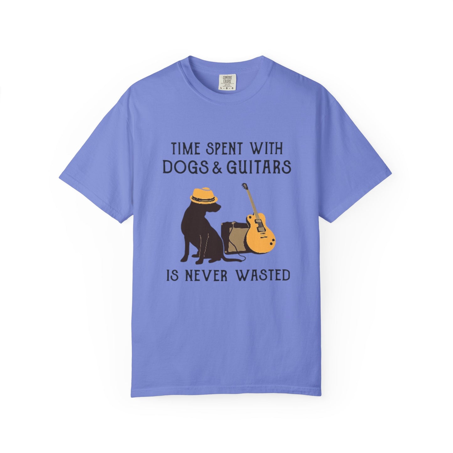 Time Spent with Dogs & Guitars T-Shirt, Unisex Dog Lover Tee, Music-themed Gift, Relaxed Fit Shirt, Pet Owner Apparel, Casual Everyday Wear