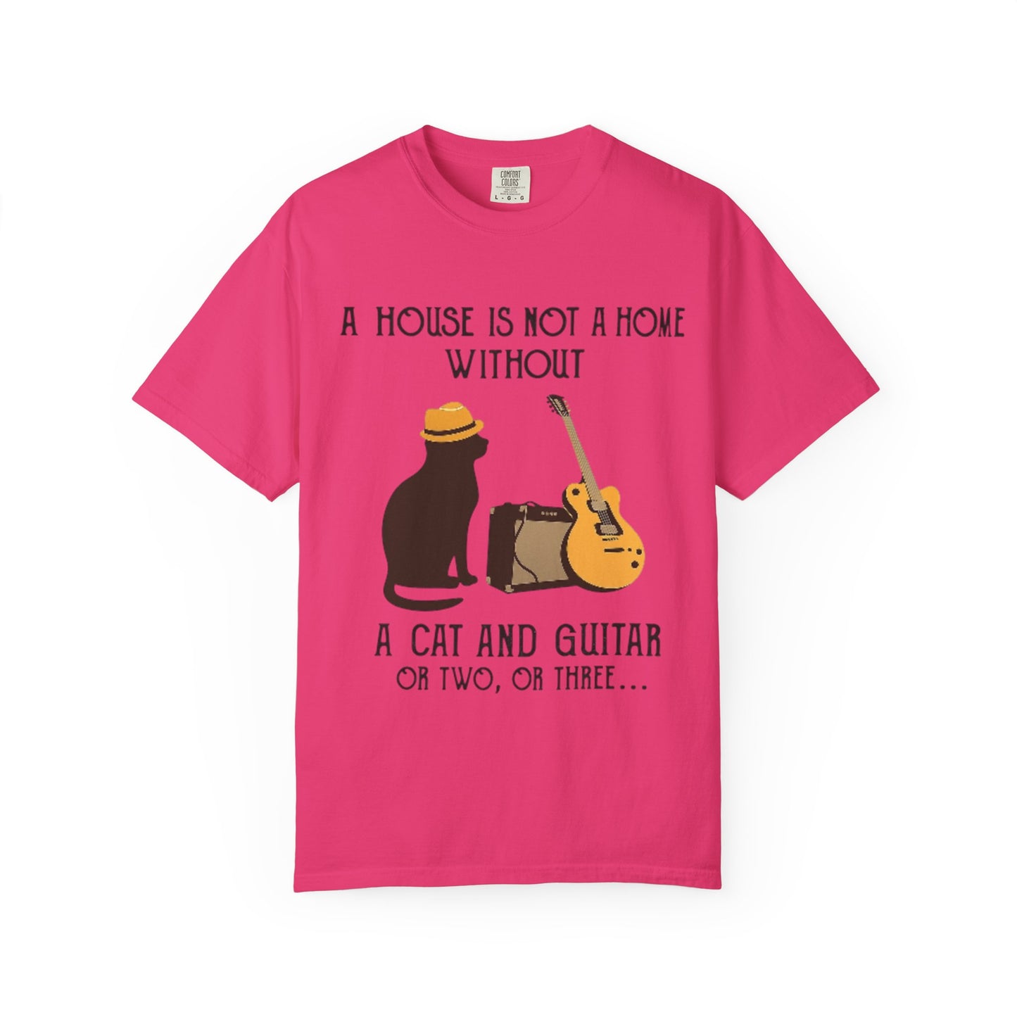 A House Is Not a Home Without a Cat and Guitar Music Lover T-Shirt