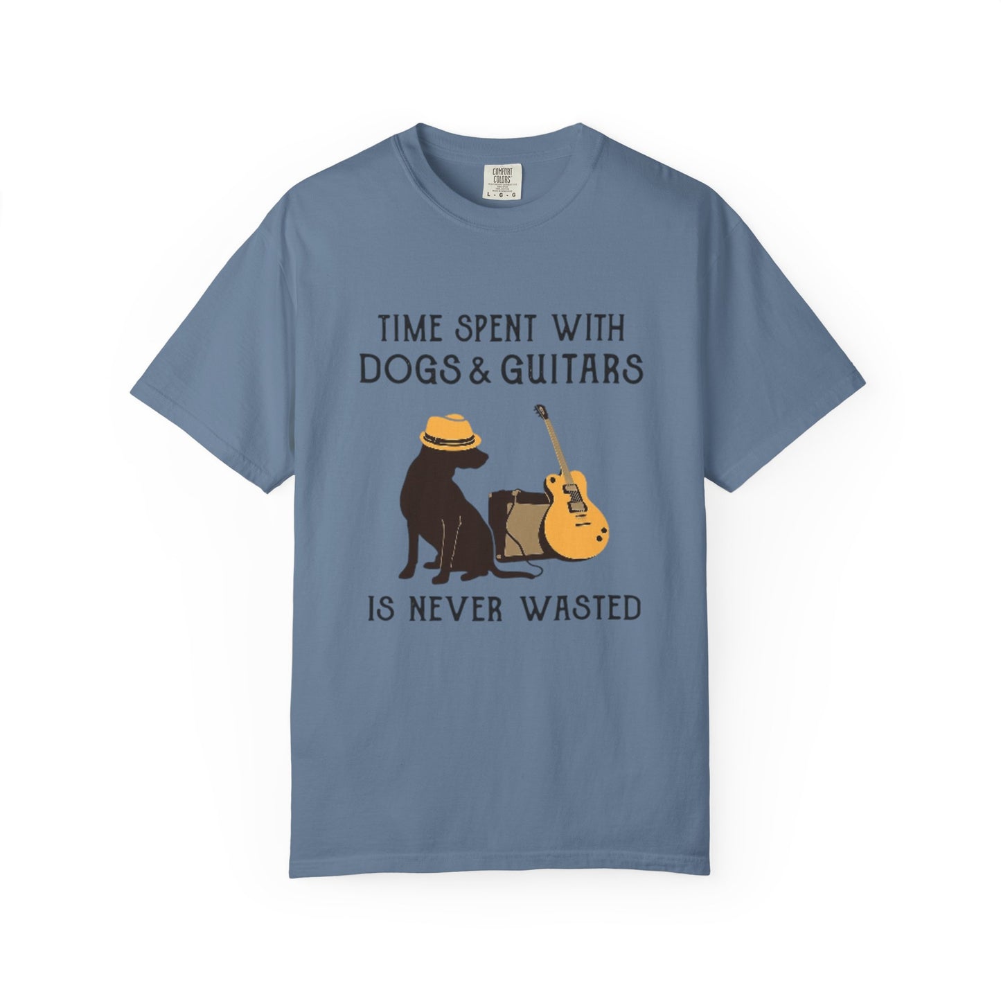Time Spent with Dogs & Guitars T-Shirt, Unisex Dog Lover Tee, Music-themed Gift, Relaxed Fit Shirt, Pet Owner Apparel, Casual Everyday Wear