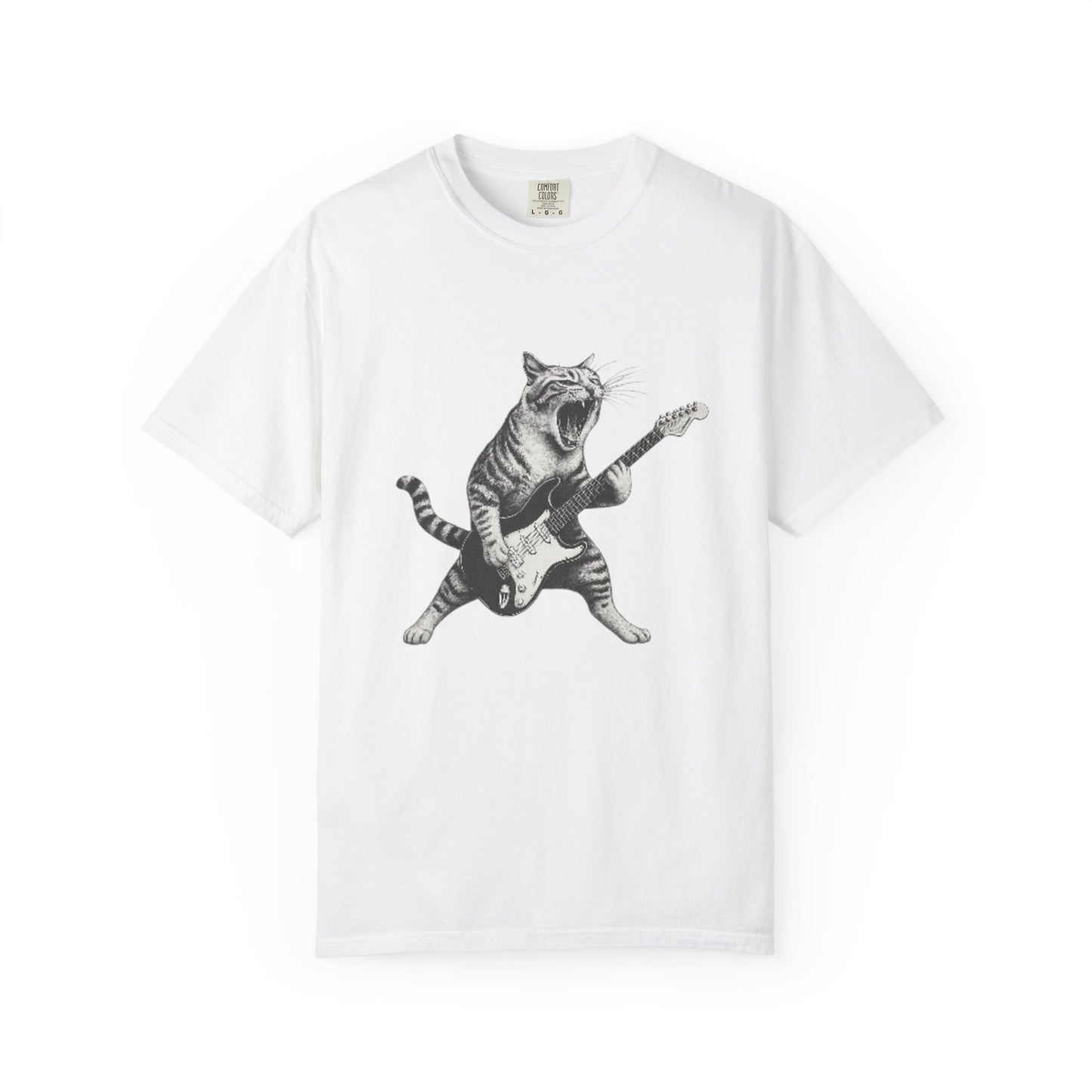 Rock and Roll Cat Electric Guitar Funny Music T-Shirt Rockin' Cat T-Shirt | for Music Lovers,