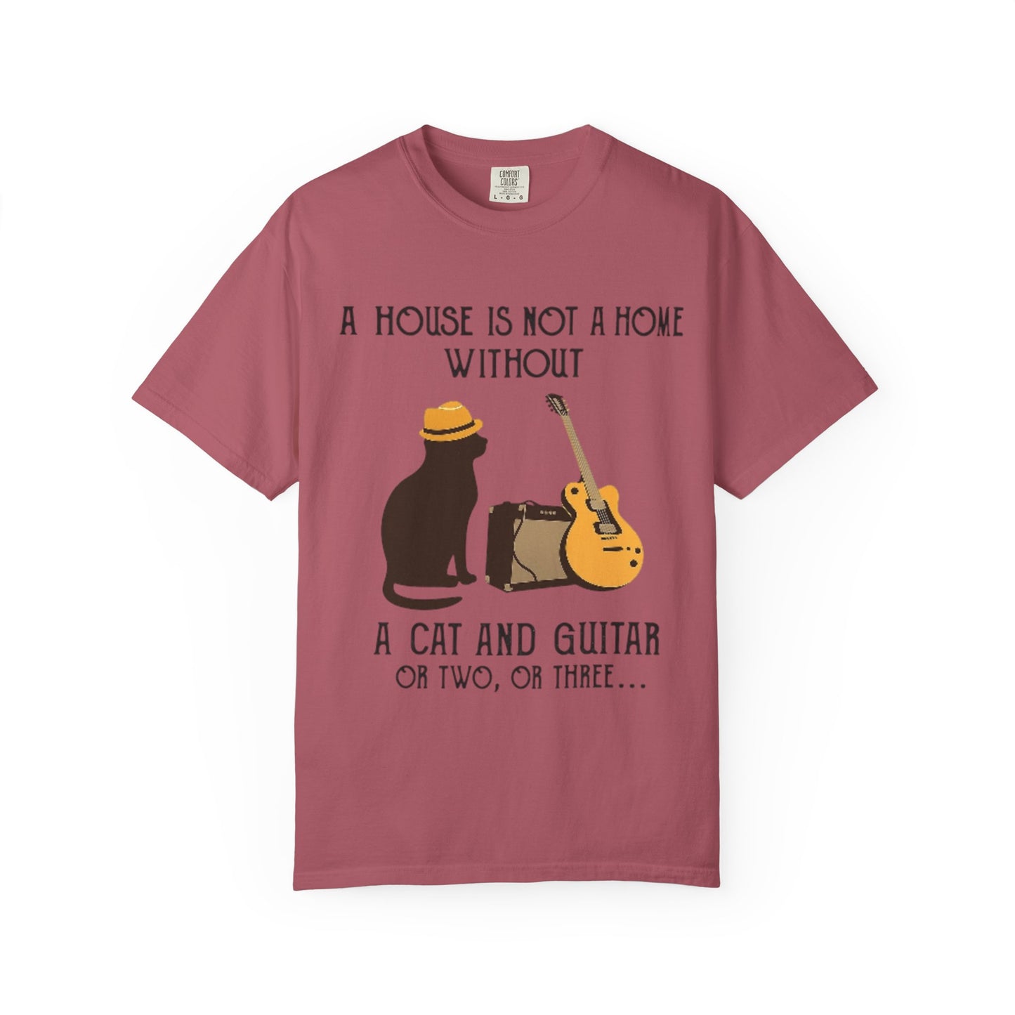A House Is Not a Home Without a Cat and Guitar Music Lover T-Shirt