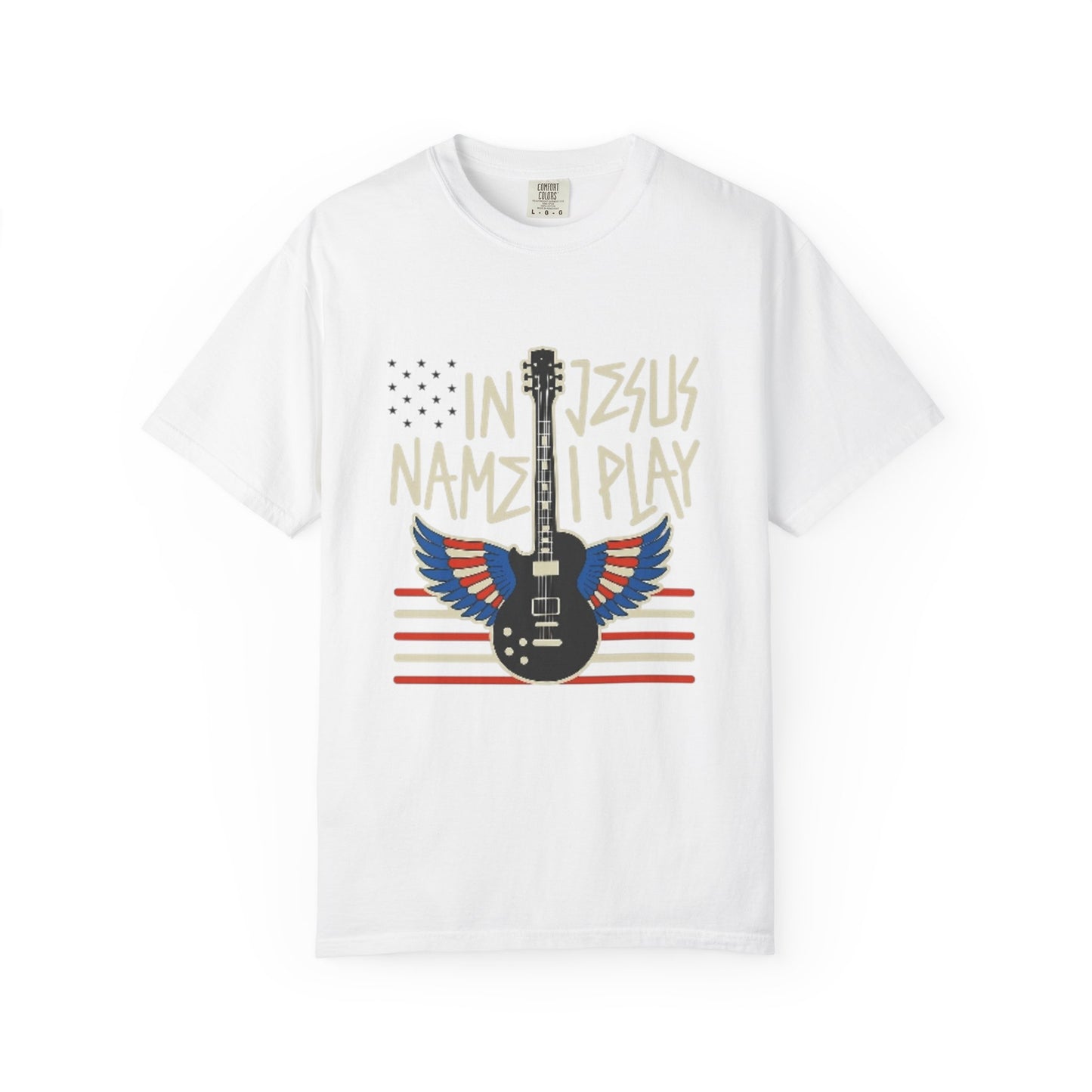 Musical Faith T-Shirt, In Jesus Name I Play Christian Guitar Wings T-Shirt, Guitar Lover Gift, Christian Music Apparel