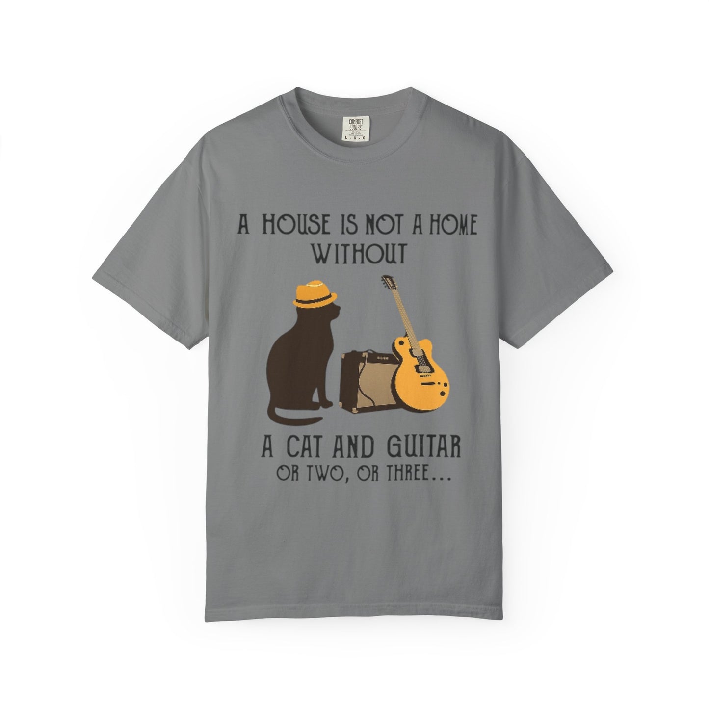 A House Is Not a Home Without a Cat and Guitar Music Lover T-Shirt