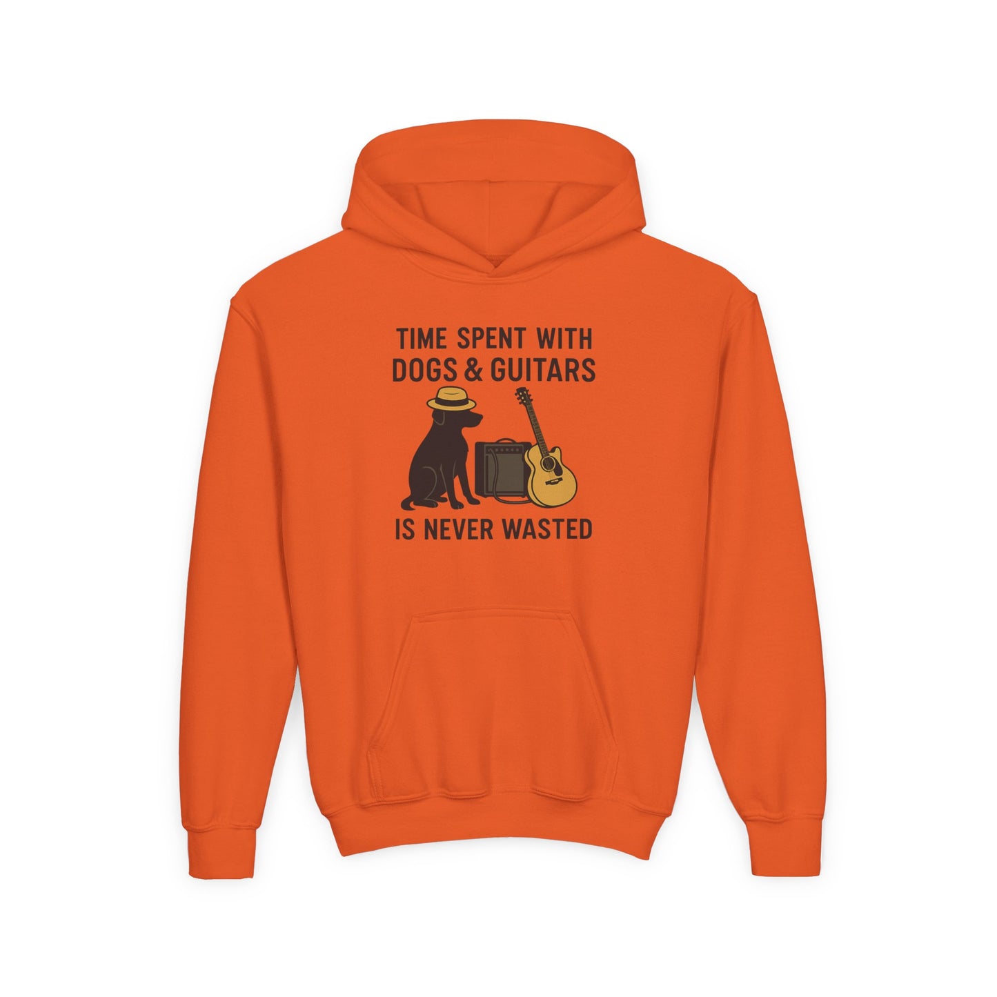 Youth Hoodie with Dog and Guitar Design - Perfect Gift for Music and Dog Lovers,