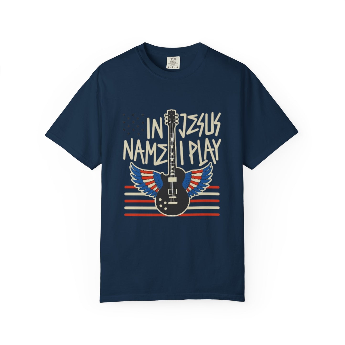 Musical Faith T-Shirt, In Jesus Name I Play Christian Guitar Wings T-Shirt, Guitar Lover Gift, Christian Music Apparel