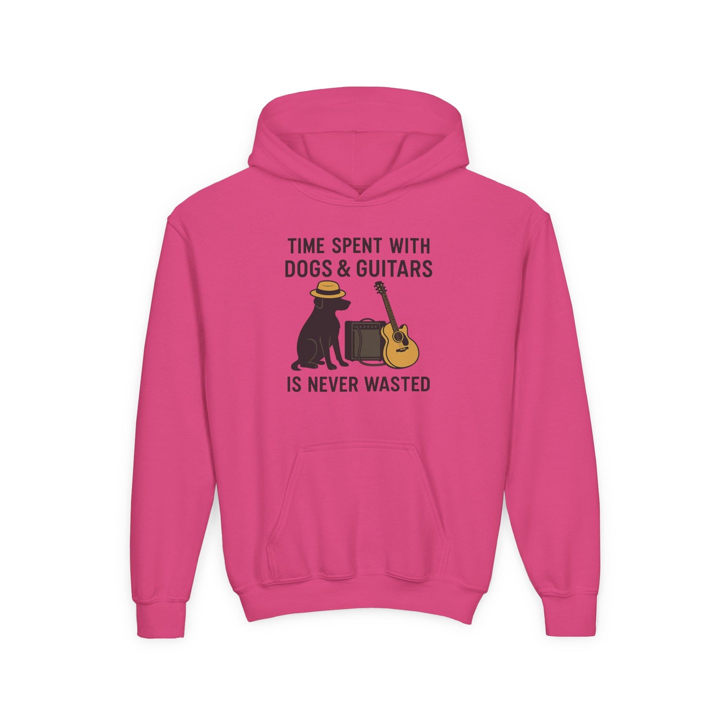 Youth Hoodie with Dog and Guitar Design - Perfect Gift for Music and Dog Lovers,