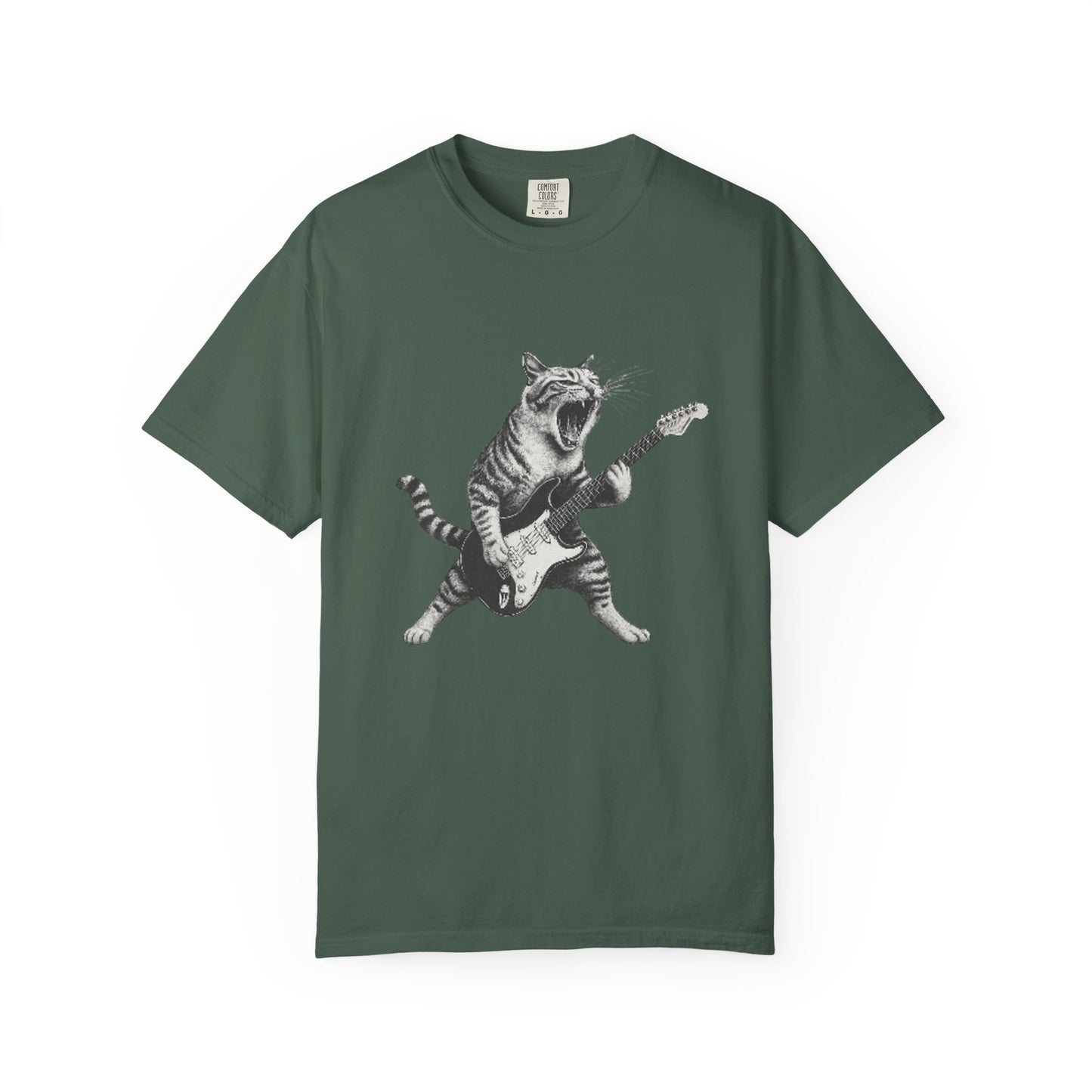 Rock and Roll Cat Electric Guitar Funny Music T-Shirt Rockin' Cat T-Shirt | for Music Lovers,