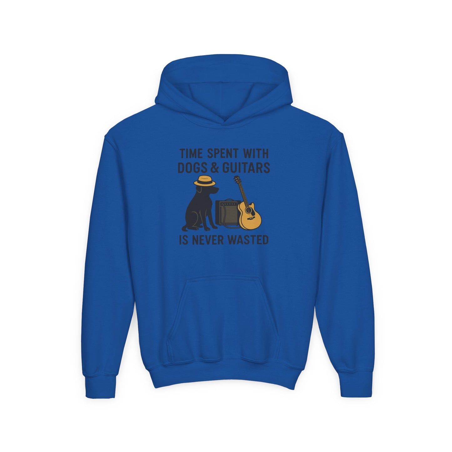 Youth Hoodie with Dog and Guitar Design - Perfect Gift for Music and Dog Lovers,