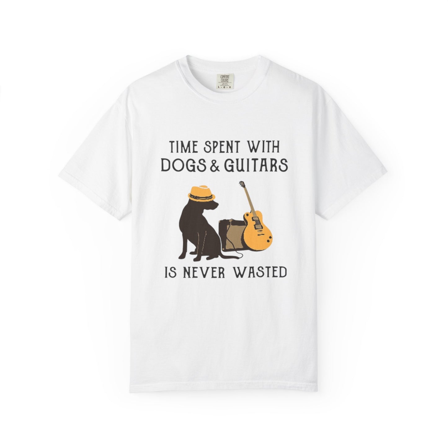Time Spent with Dogs & Guitars T-Shirt, Unisex Dog Lover Tee, Music-themed Gift, Relaxed Fit Shirt, Pet Owner Apparel, Casual Everyday Wear