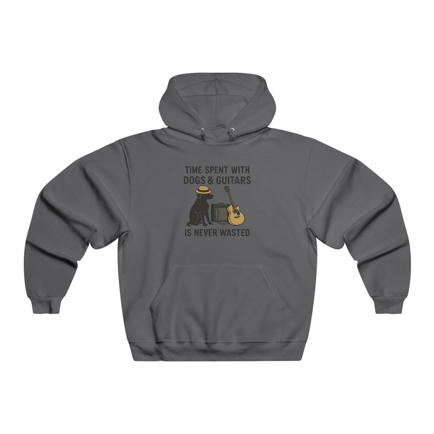 Relaxed Men's Dog and Guitar Sweatshirt, Gift for Him, Cozy Hoodie