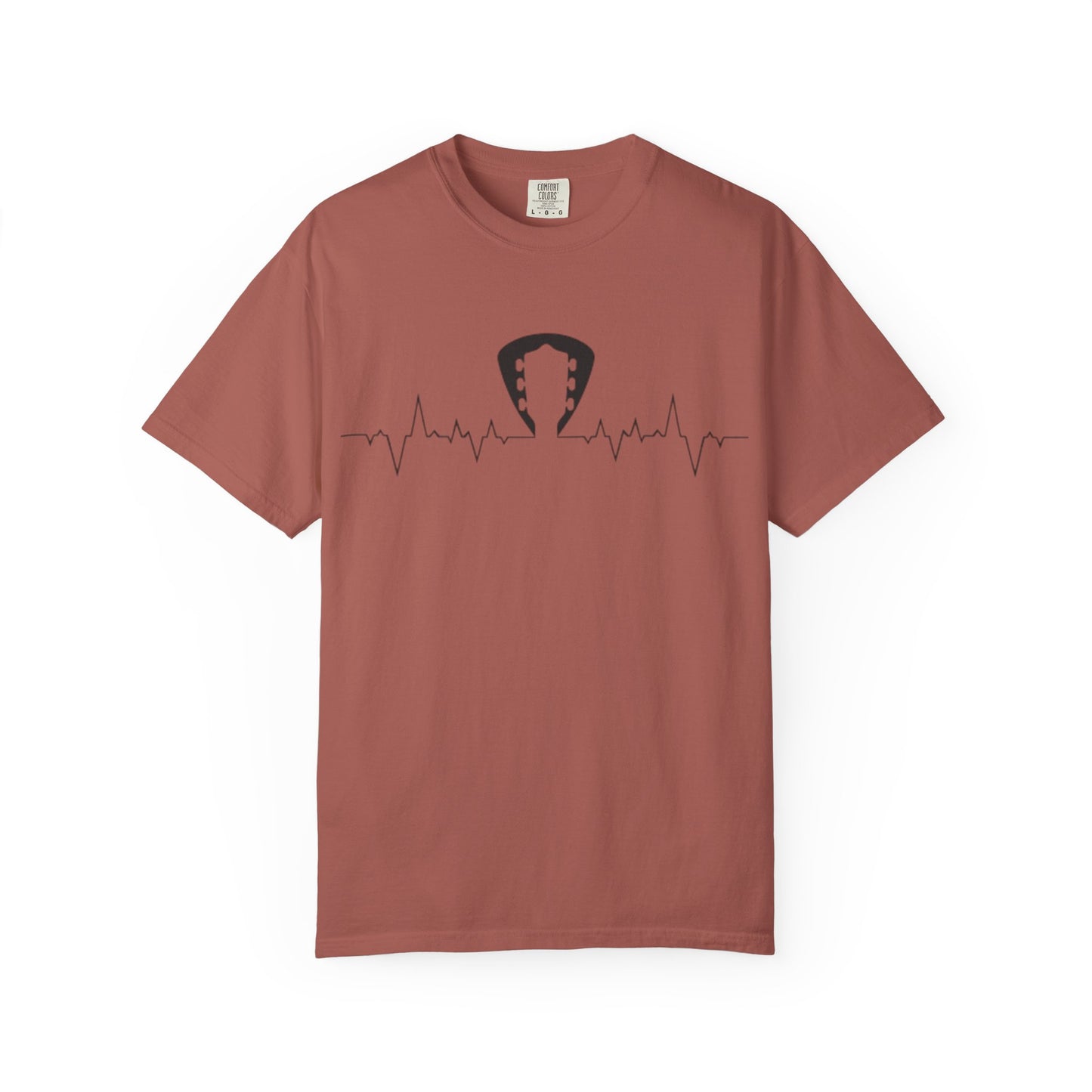 Guitar Heartbeat Pulse Line Music Lover T-Shirt. Heartbeat Guitar Pick T-Shirt.