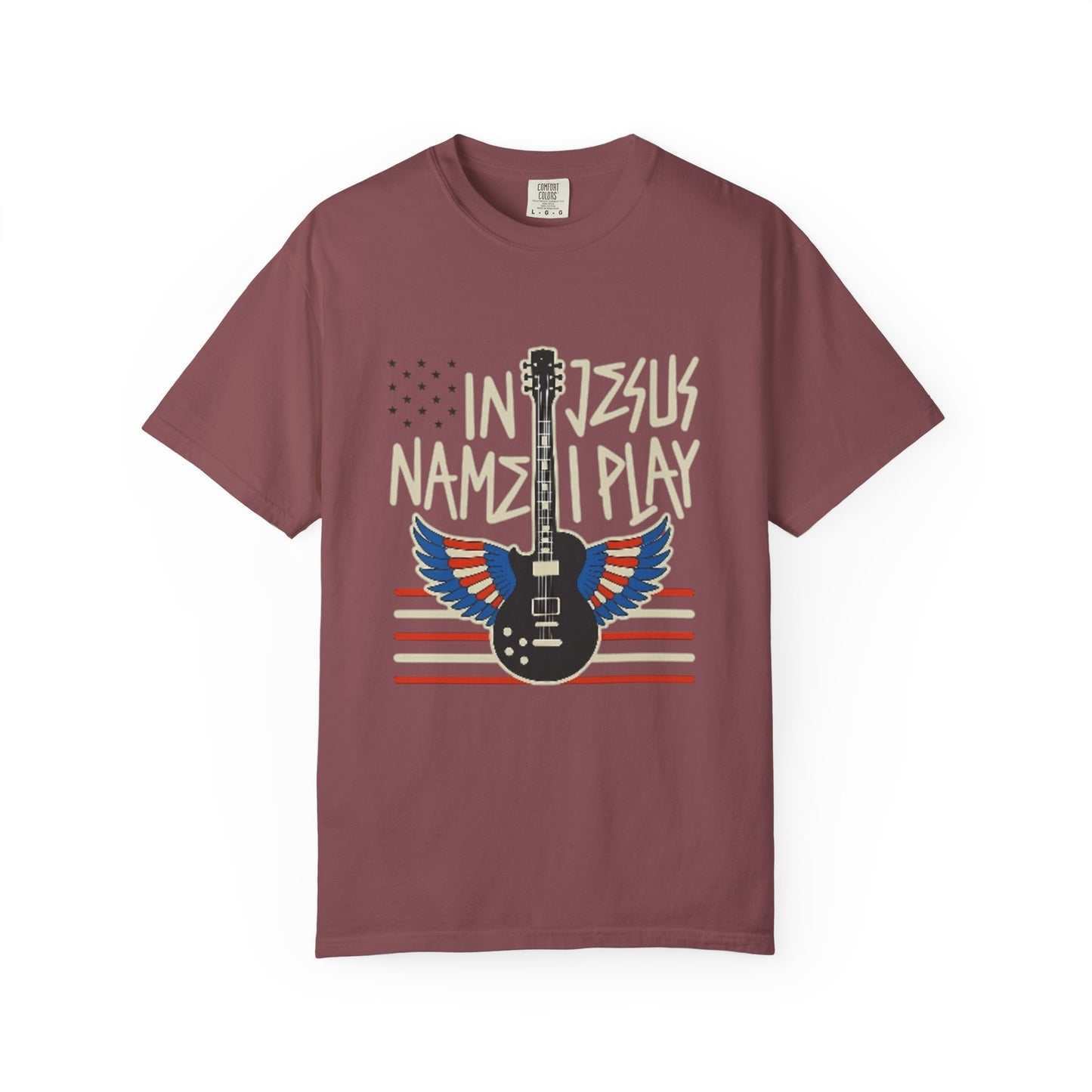 Musical Faith T-Shirt, In Jesus Name I Play Christian Guitar Wings T-Shirt, Guitar Lover Gift, Christian Music Apparel