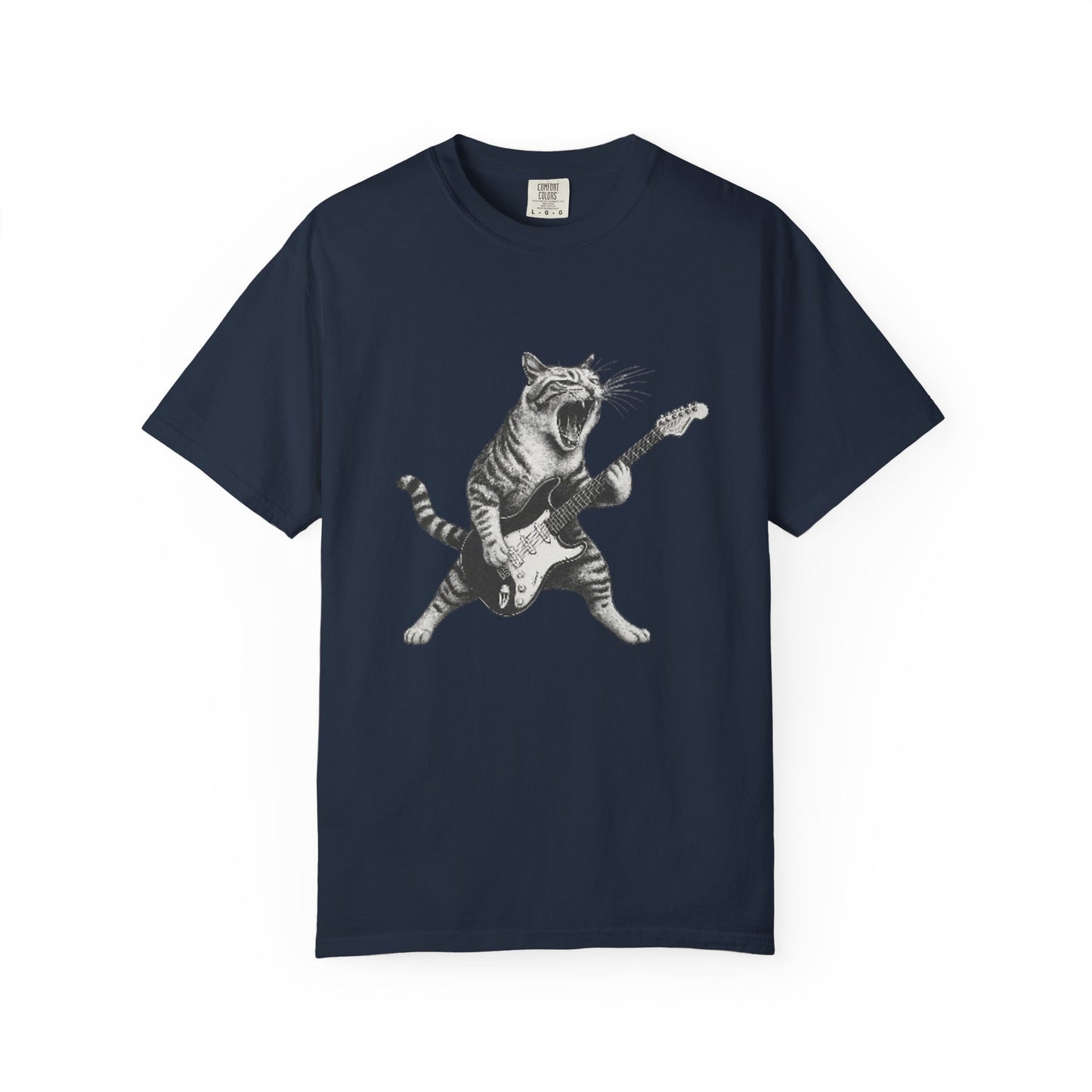Rock and Roll Cat Electric Guitar Funny Music T-Shirt Rockin' Cat T-Shirt | for Music Lovers,