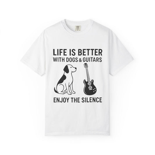 Dog & Guitar Lover Tee, Life is Better with Dogs, Unisex T-Shirt for Music Lovers,