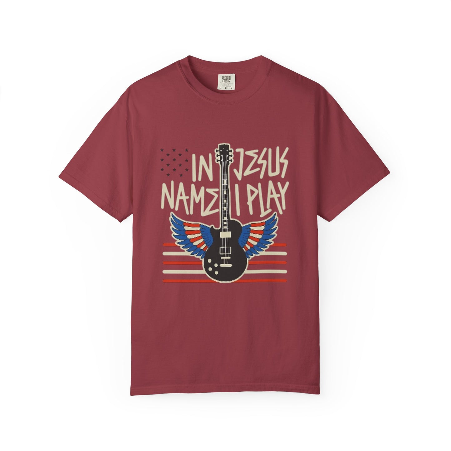 Musical Faith T-Shirt, In Jesus Name I Play Christian Guitar Wings T-Shirt, Guitar Lover Gift, Christian Music Apparel