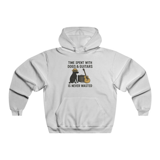 Relaxed Men's Dog and Guitar Sweatshirt, Gift for Him, Cozy Hoodie