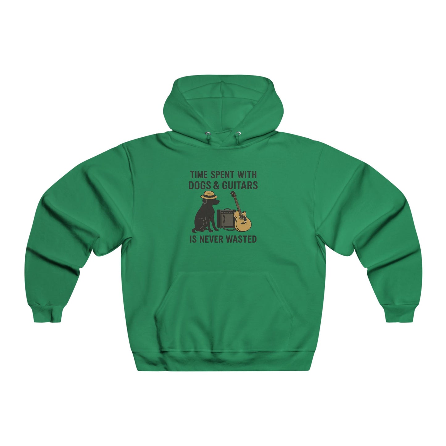 Relaxed Men's Dog and Guitar Sweatshirt, Gift for Him, Cozy Hoodie